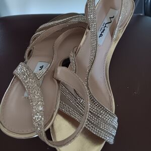 Nina Women's Sparkling Sandals - Gold and Cream